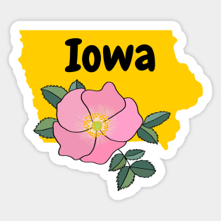 Iowa Wild Rose State Flower Sticker